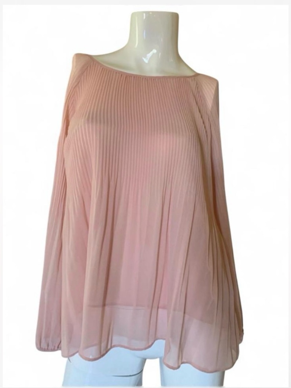 BELLE SKY Soft Blush Pleated Blouse